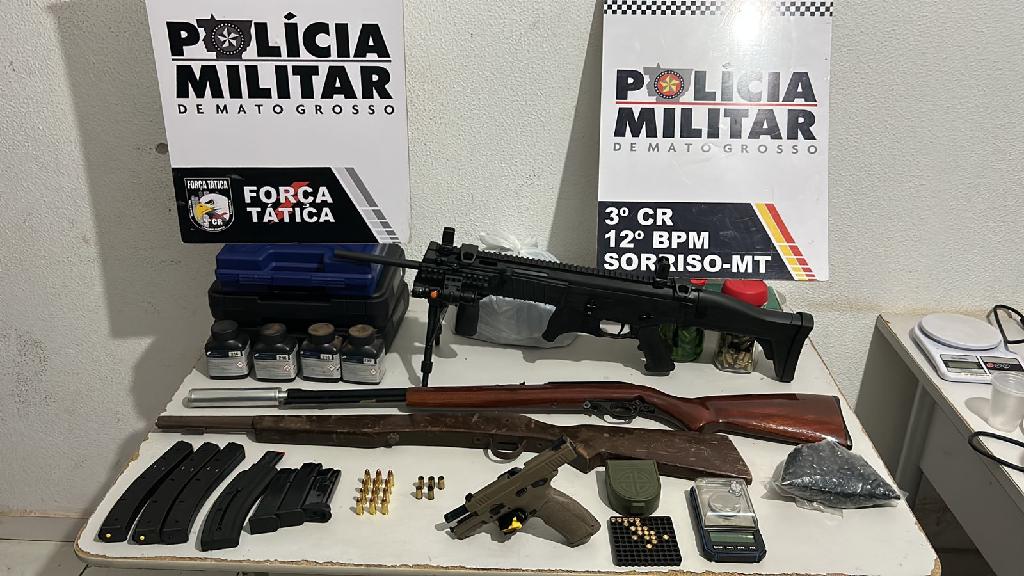 Polícia Militar prende homem com quatro armas de fogo e munições em Sorriso CAPA