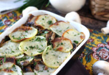 Gratinado de batatas com cogumelos