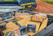 PRF apreende grande quantidade de mercadorias contrabandeadas em ação na BR-163, em Sinop