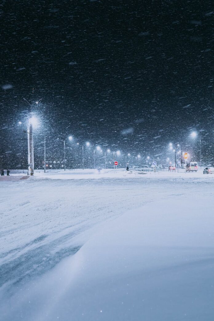 heavy snowfall in the streets of vitebsk