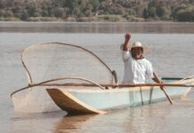 smiling fisherman holding fish