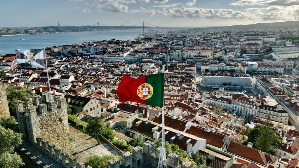 panoramic view of lisbon from the saint georges castle portugal