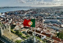 panoramic view of lisbon from the saint georges castle portugal