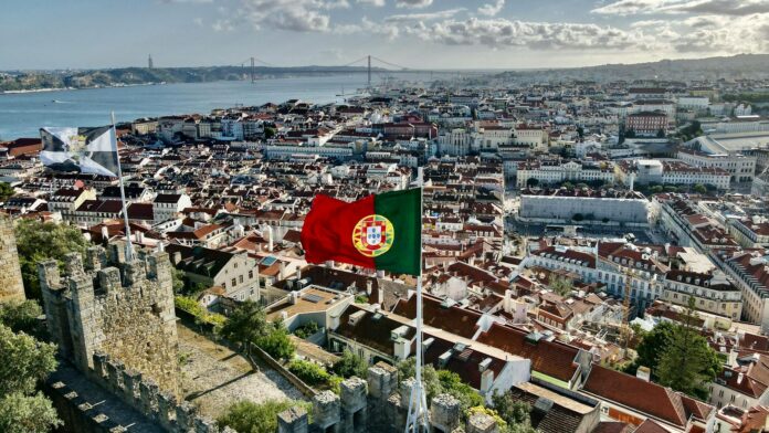panoramic view of lisbon from the saint georges castle portugal