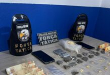 Força Tática apreende drogas e detém suspeitos por tráfico e corrupção ativa em Lucas do Rio Verde