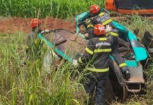 Corpo de Bombeiros resgata corpo de vítima após acidente fatal em União do Sul