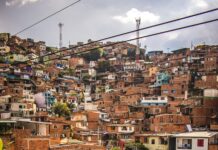 basketball court in city favela