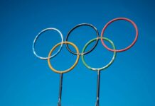olympic rings against a clear blue sky