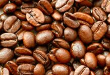 close up of roasted coffee beans