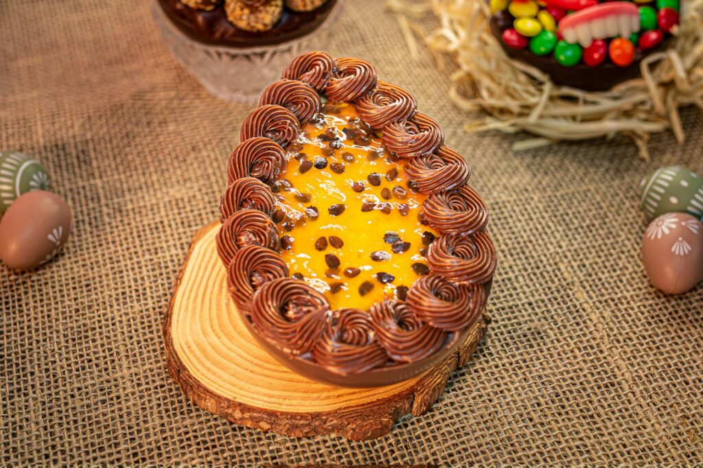 delicious easter chocolate stuffed egg with passion fruit