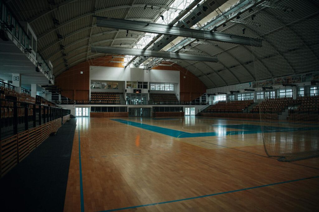 interior design of an indoors handball court