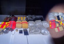 PRF apreende drogas e arma de fogo durante fiscalização a ônibus na BR-174