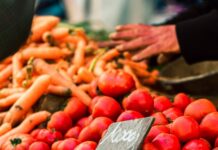 tomatoes at a food market
