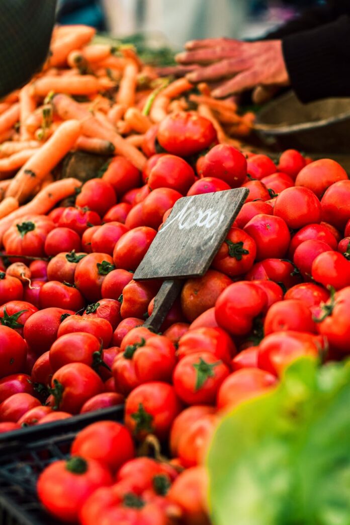 tomatoes at a food market