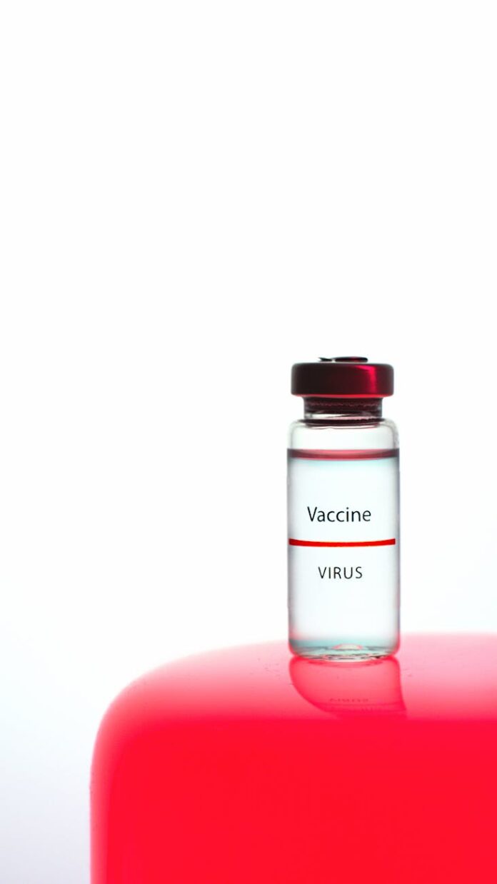 a vaccine vial on white background