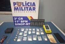Companhia Raio apreende porções de cocaína e prende homem por tráfico em Sinop