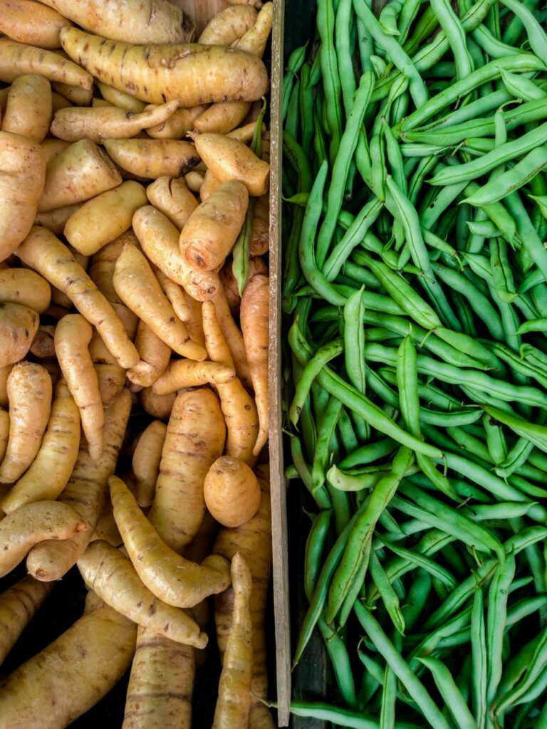 fresh arracacha and green beans