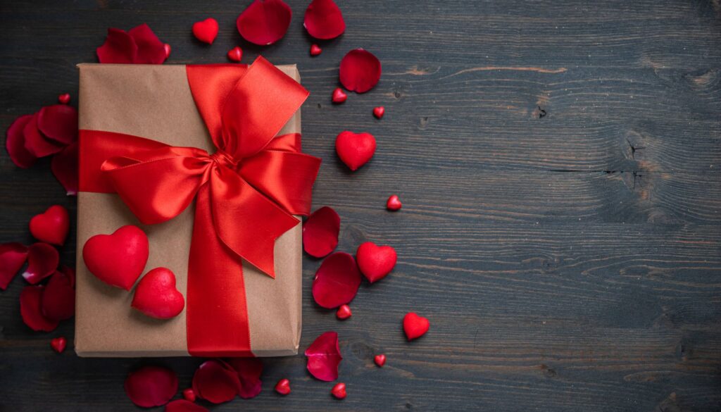 gift with a red ribbon
