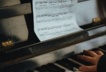 woman playing a piano