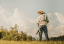 man wearing straw hat on a field